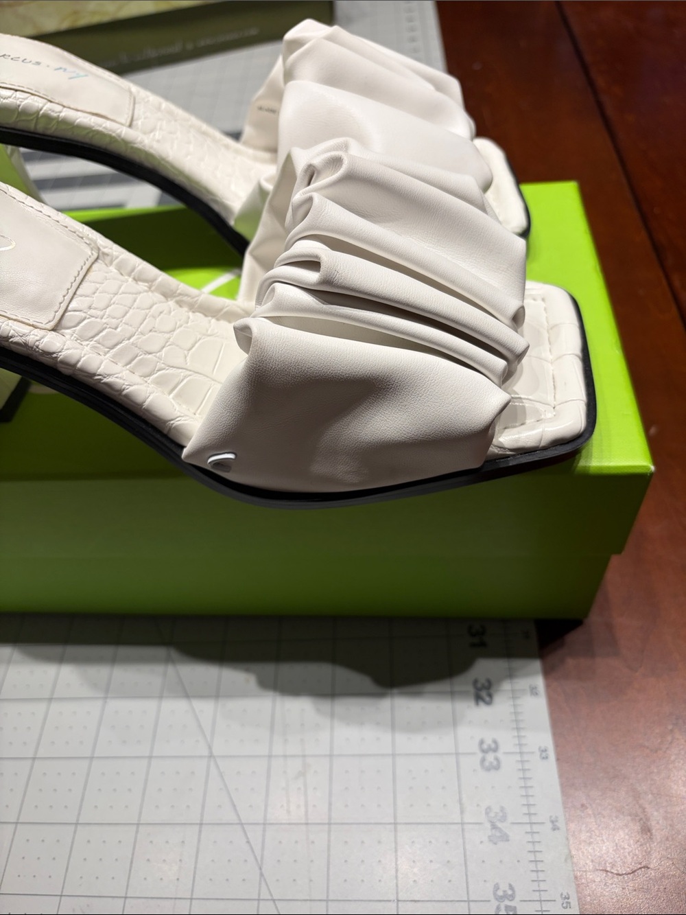 White Ruffled Slide Mules - Picture 2 of 4